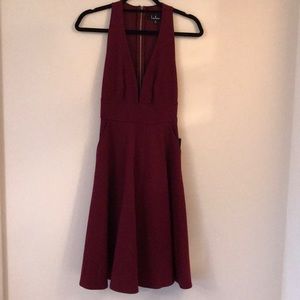 Gorgeous plunging neckline fit and flare dress